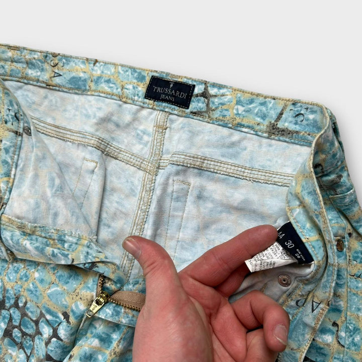 Pantaloni vintage Trussardi stampa coccodrillo