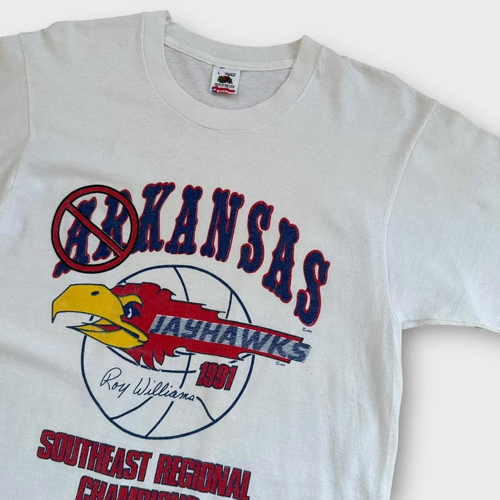 T-shirt grafica vintage da basket del Kansas - grande