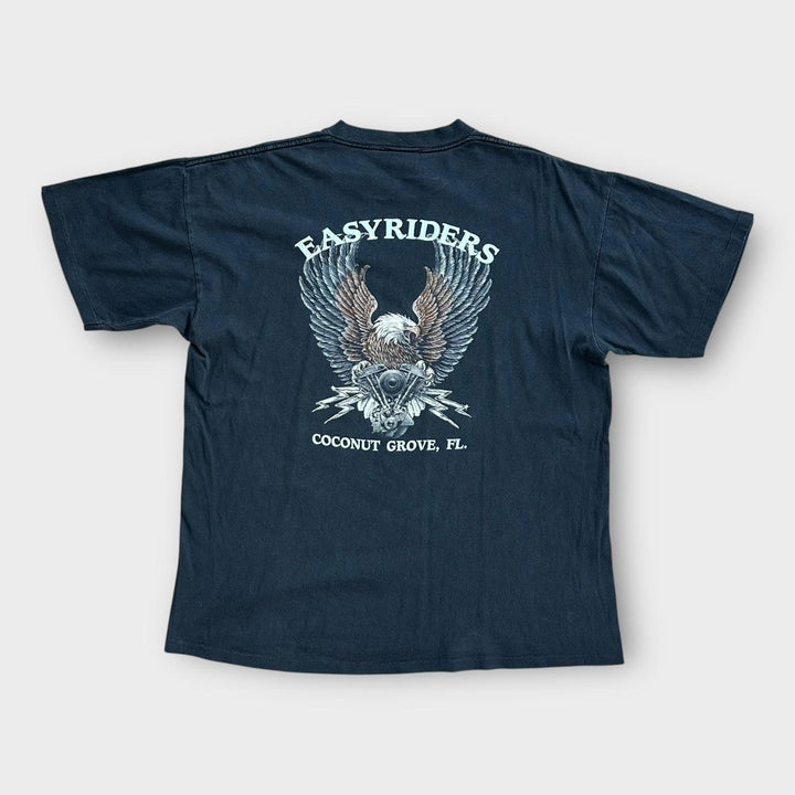 T-shirt grafica vintage da motociclista a punto singolo - XL