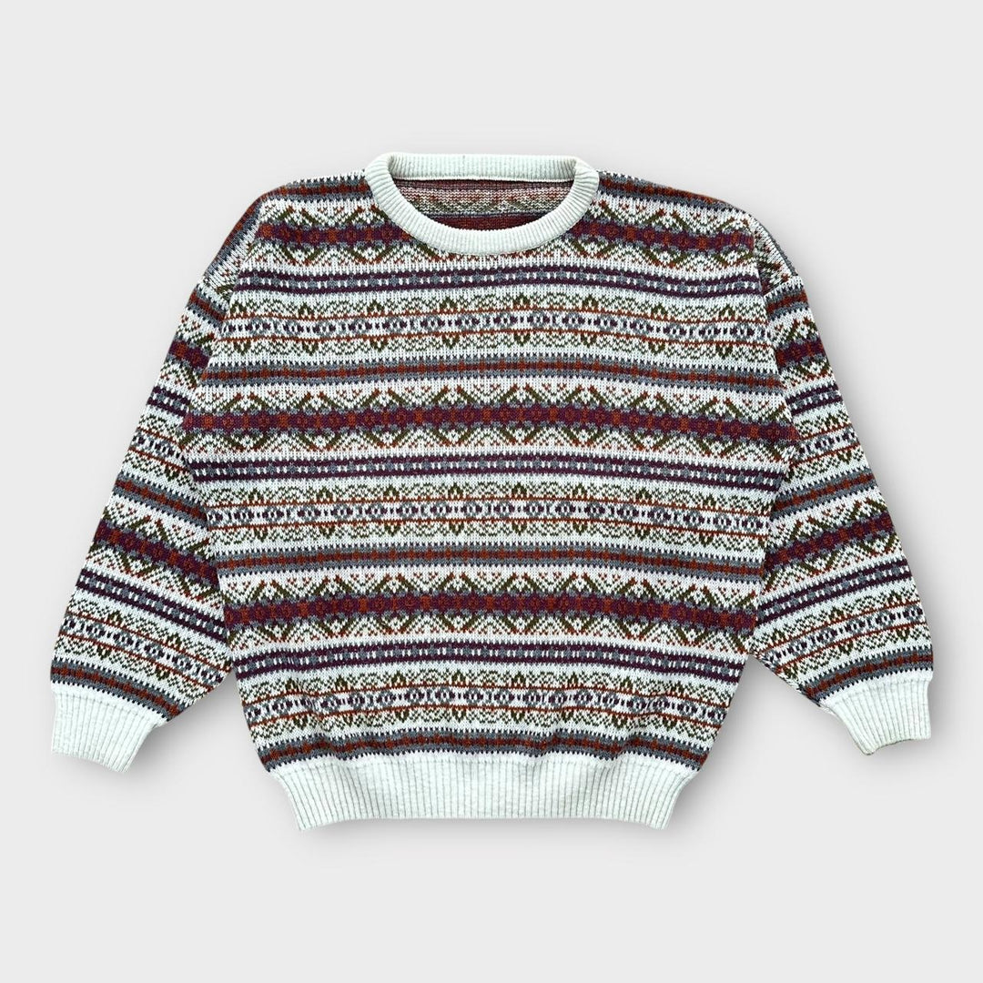 Maglione lavorato a maglia con motivi vintage anni '90 - XL