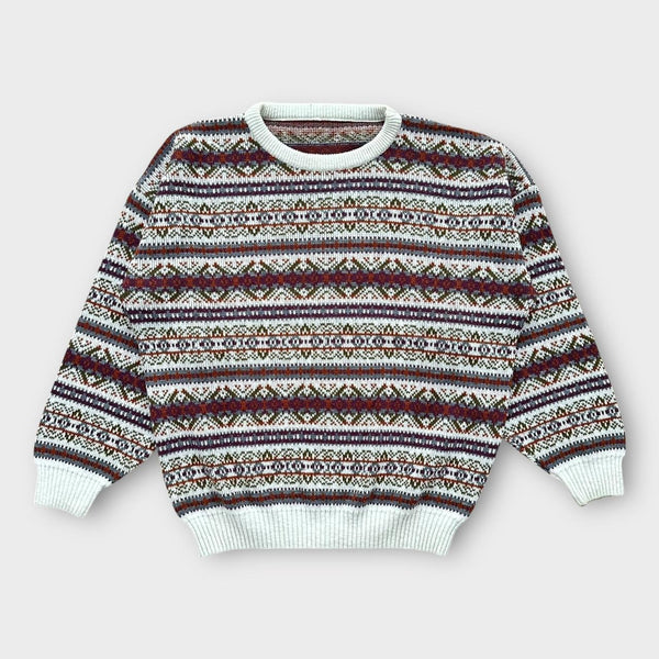 Maglione lavorato a maglia con motivi vintage anni '90 - XL