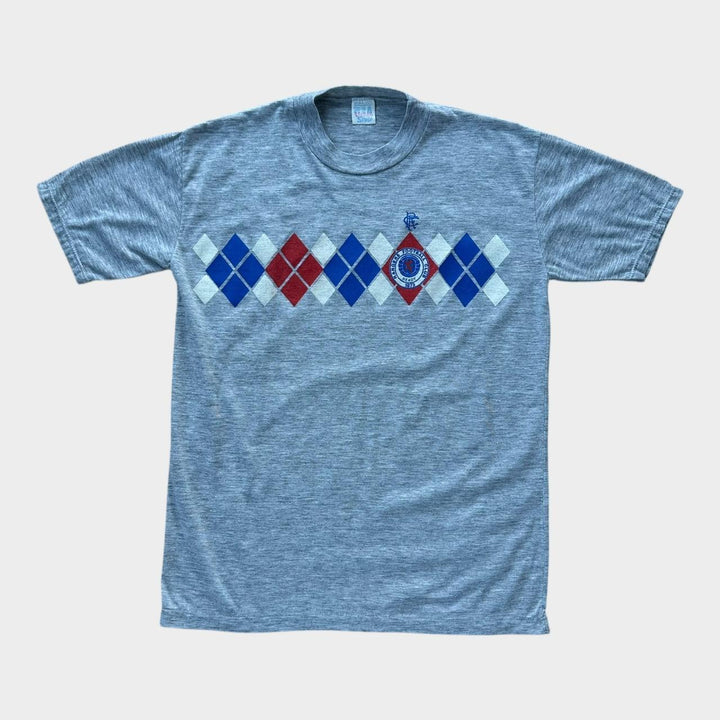 T-shirt grafica da calcio vintage anni '80 dei Rangers - grande (calza come una media)