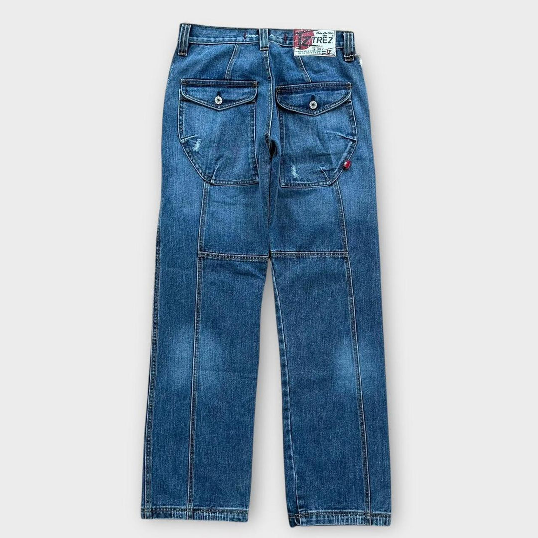 Jeans vintage in denim a gamba larga Y2K - vita 28