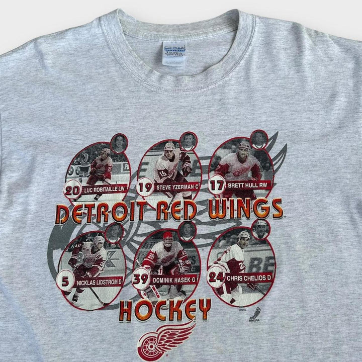 T-shirt vintage NHL Detroit con ali rosse - grande