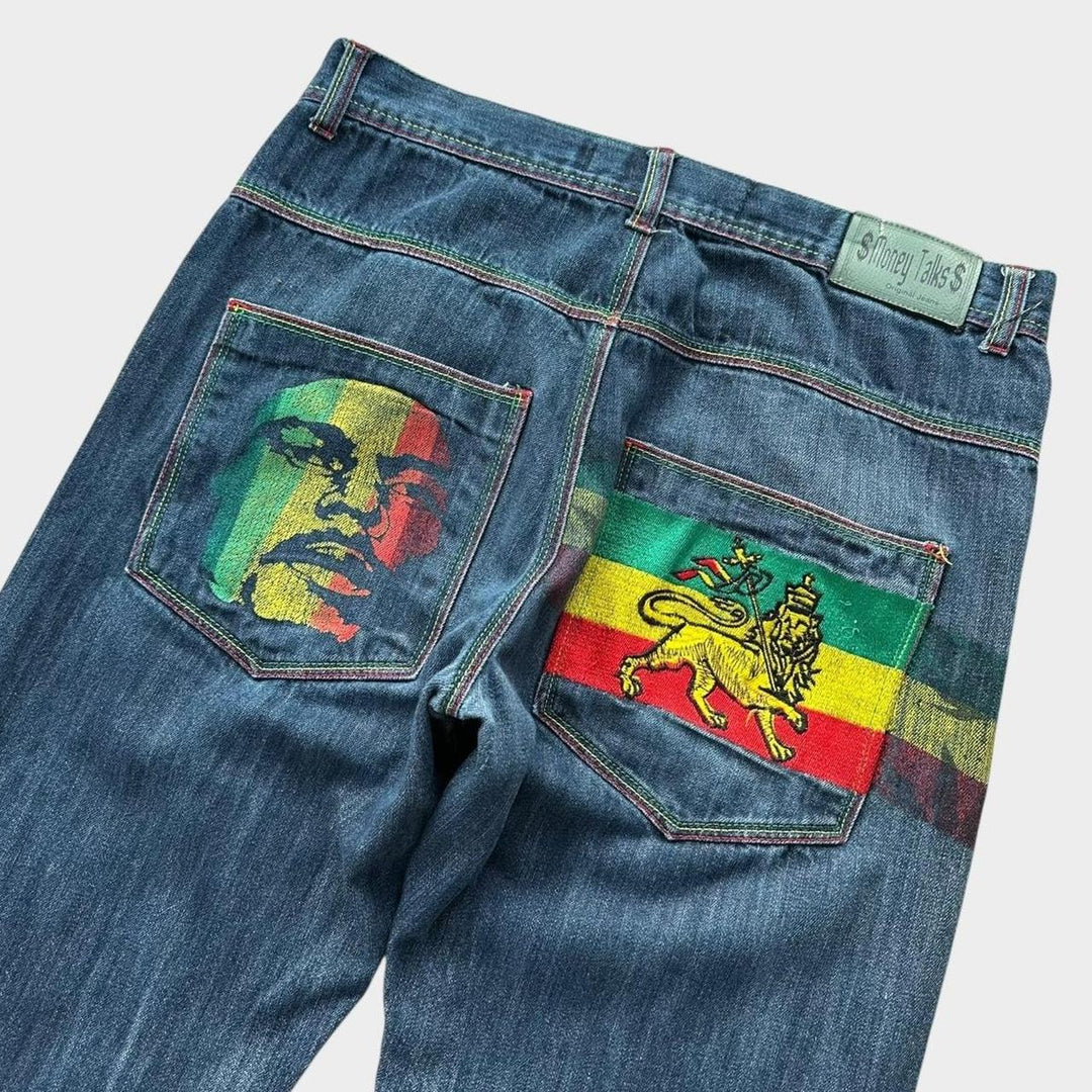 Jeans larghi hip-hop Rasta - 34 vita