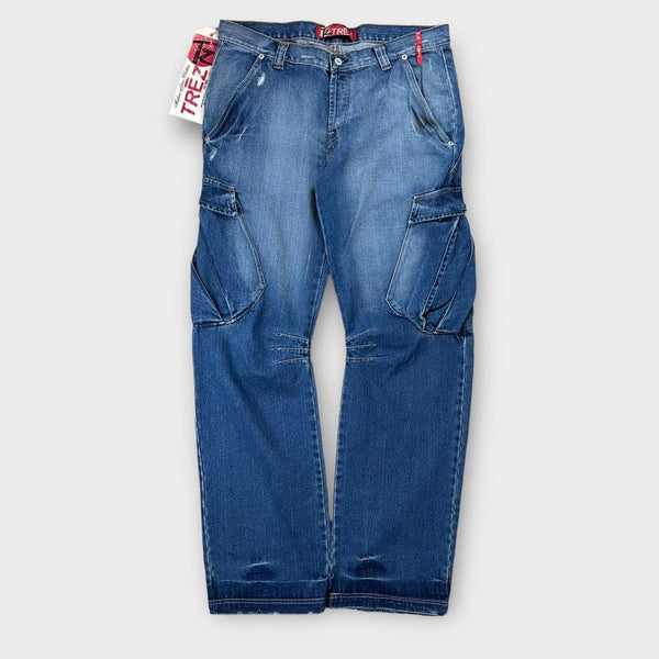 Jeans cargo vintage in denim larghi - diverse misure (28 pollici e 34 pollici)