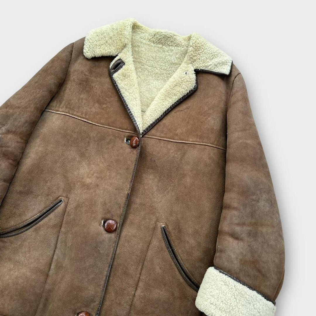 Giacca in pelle di pecora vintage - media