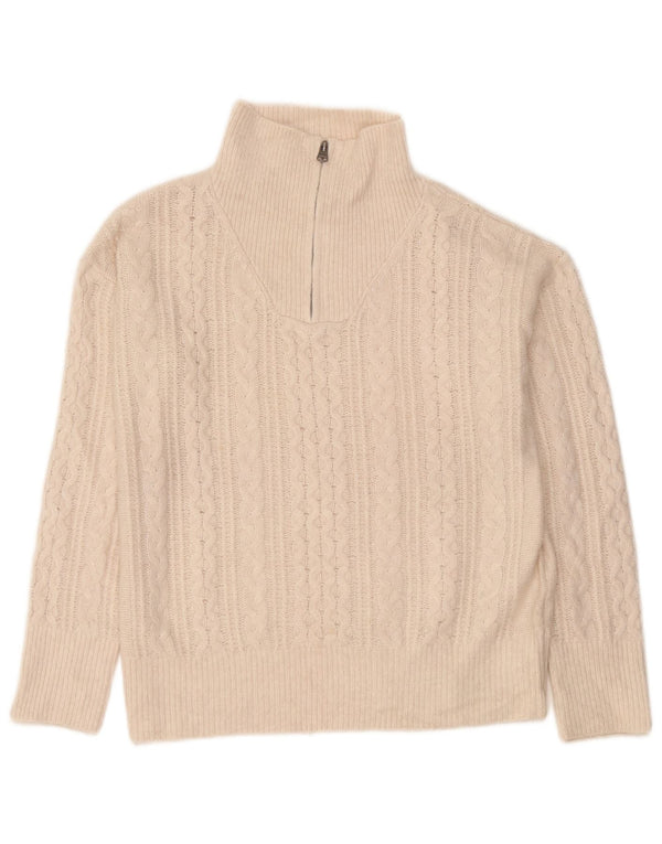 Maglione maglione oversize con zip e collo da donna Fat Face UK 12 medio bianco sporco