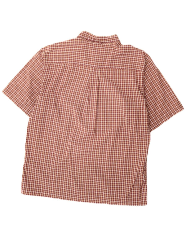 TIMBERLAND Camicia a maniche corte da uomo XL in cotone a quadri bordeaux