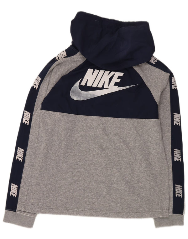 Felpa con cappuccio grafica NIKE per ragazzi 13-14 anni XL in cotone color block grigio