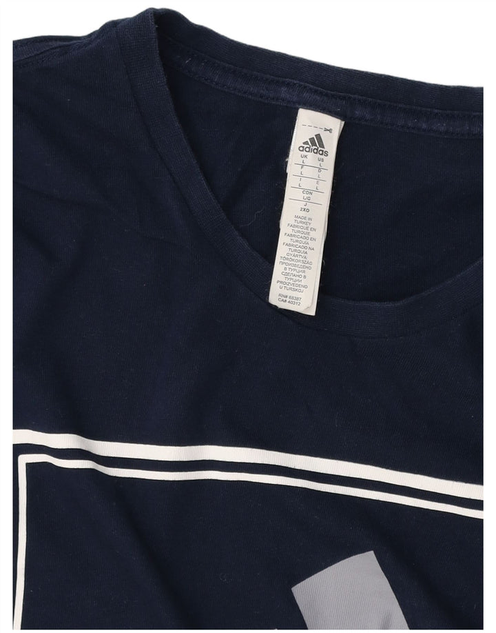 T-shirt grafica da uomo ADIDAS Top grande in cotone blu navy