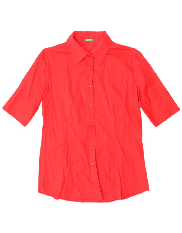 Benetton Womens Short Sleeve Shirt UK 16 Large Red