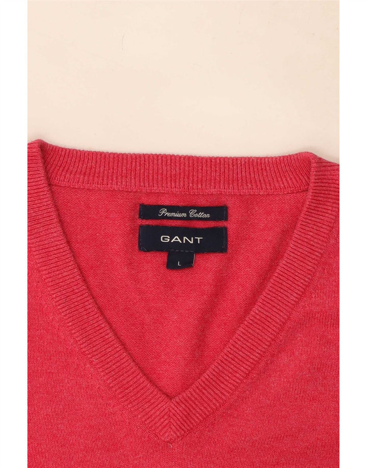 Gant Maglione da uomo con scollo a V grande in cotone rosa