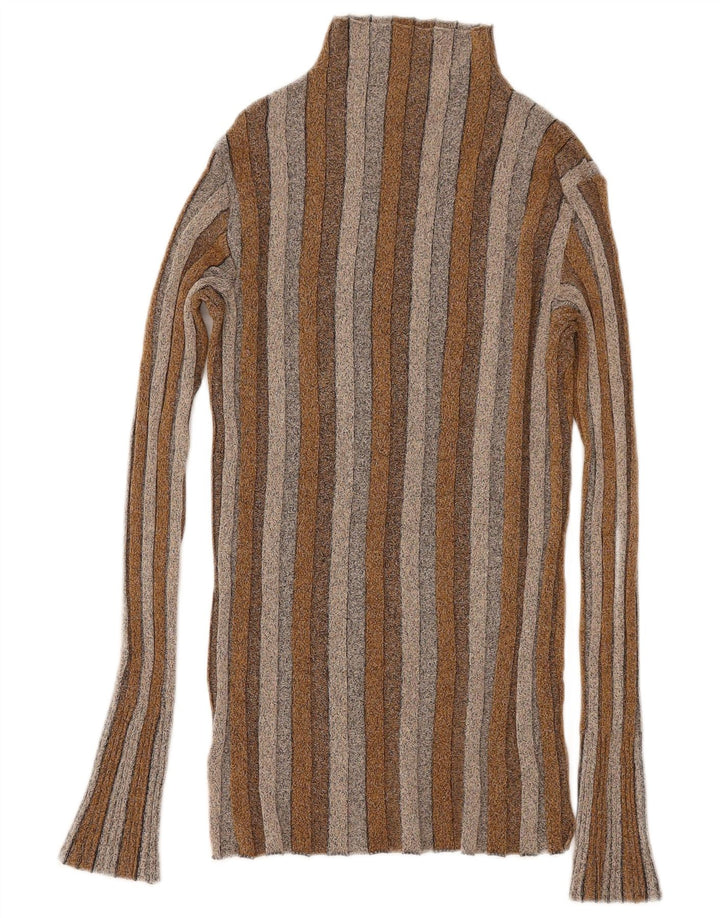 Top Zara da donna a maniche lunghe UK 12 marrone medio a righe