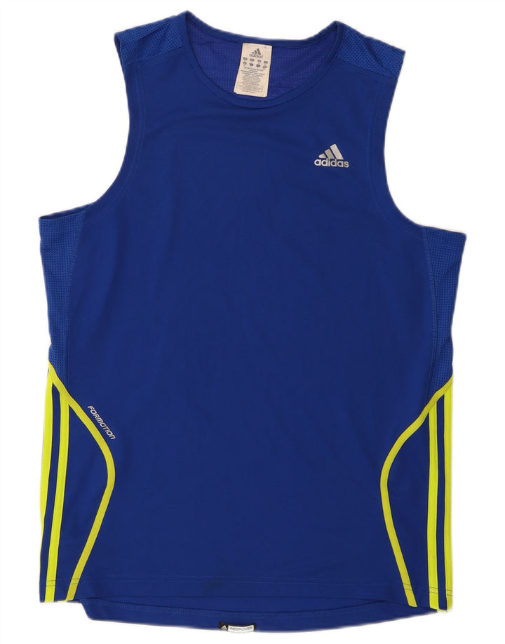 Canotta Adidas da uomo in poliestere blu medio
