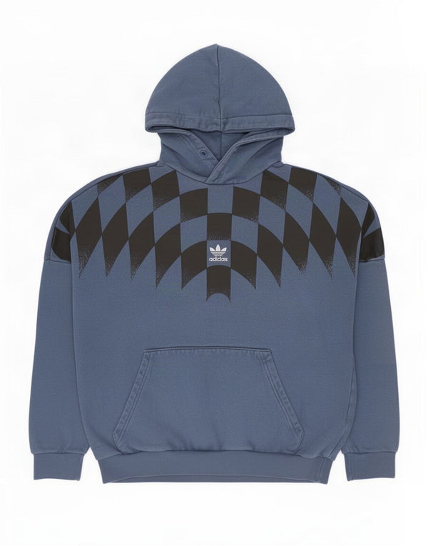 Felpa con cappuccio grafica da uomo Adidas XS in cotone geometrico blu
