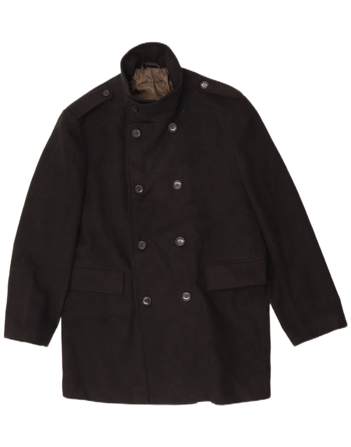 Cappotto doppiopetto militare da uomo Marks & Spencer UK 42 XL poliestere nero