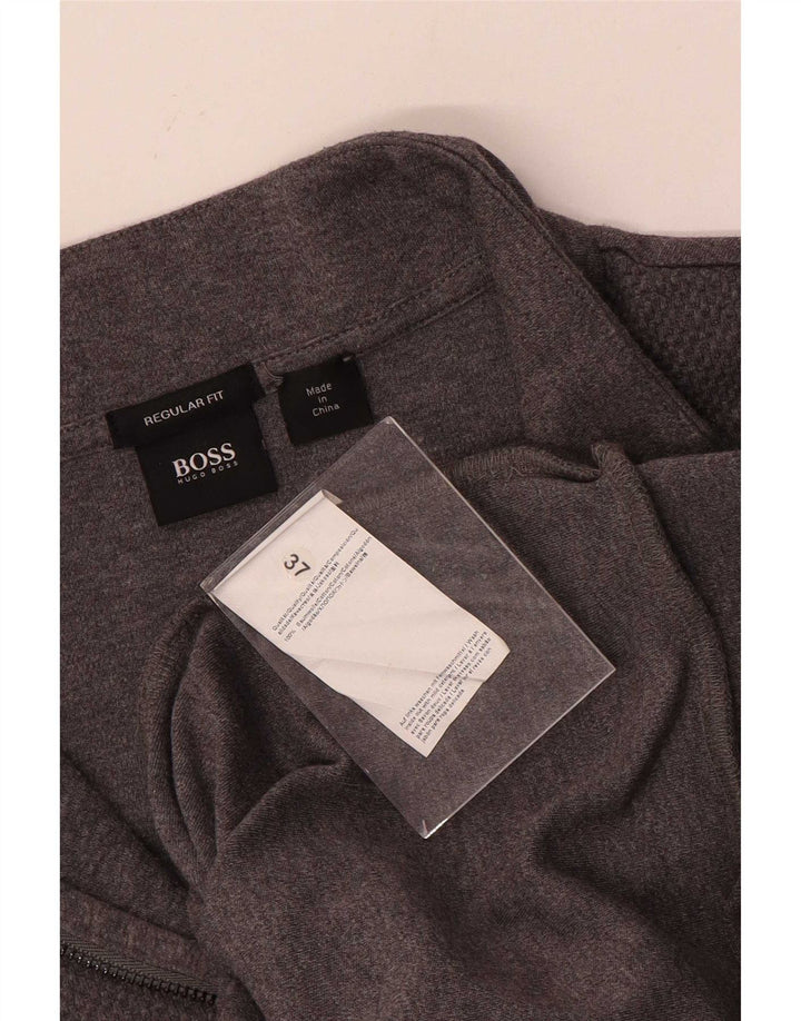 Felpa Hugo Boss da uomo con vestibilità regolare, collo con zip, 2XL, cotone grigio
