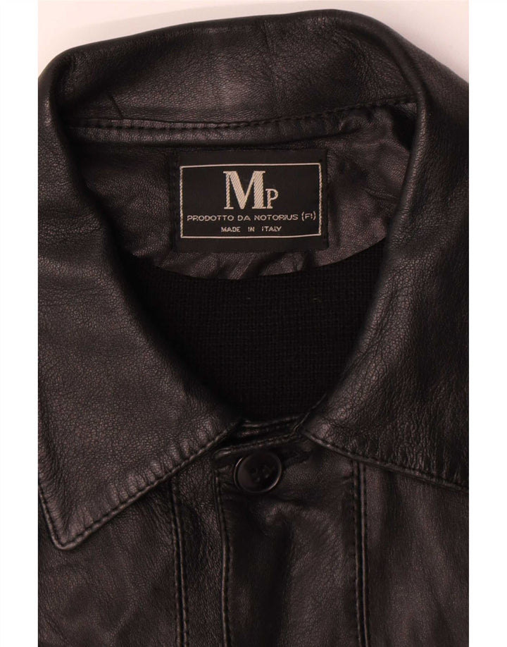 Giacca in pelle da uomo MP UK 38 blocco colore nero medio