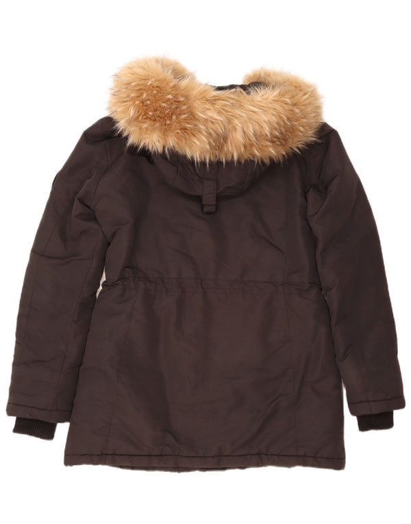 Giacca imbottita da donna con vestibilità ampia con cappuccio Superdry UK 8 Small Nylon nero