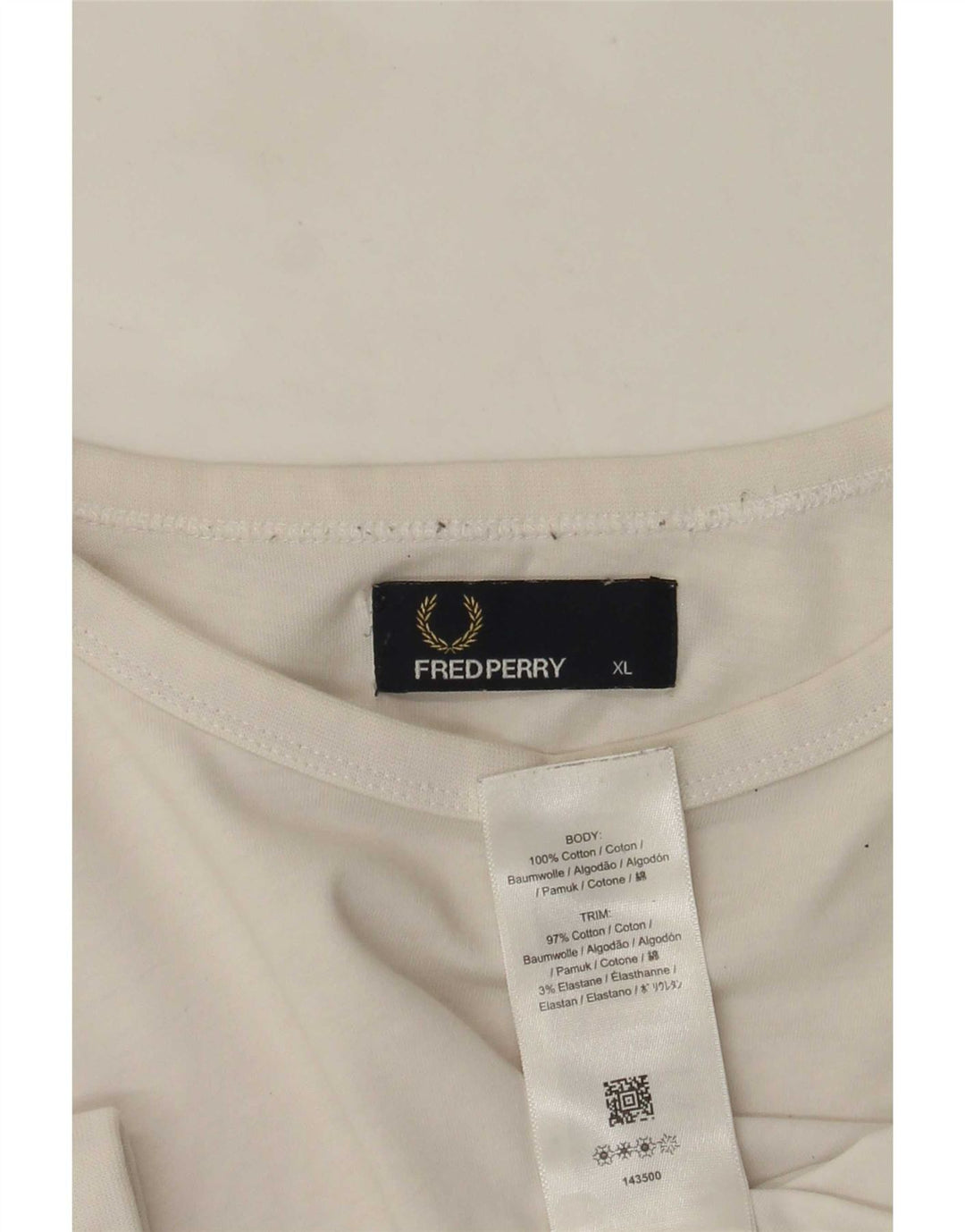 T-shirt da uomo Fred Perry Top XL in cotone bianco