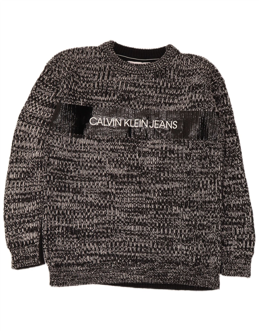 Maglione maglione girocollo da uomo Calvin Klein Jeans grigio medio chiazzato