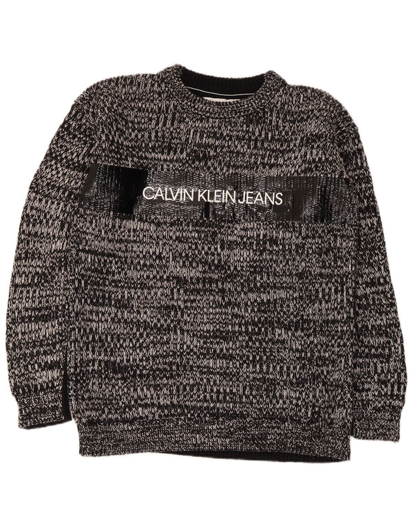 Maglione maglione girocollo da uomo Calvin Klein Jeans grigio medio chiazzato