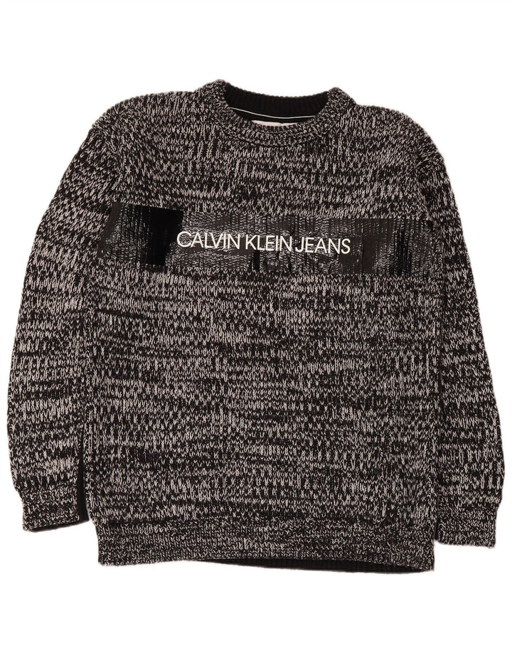 Maglione maglione girocollo da uomo Calvin Klein Jeans grigio medio chiazzato