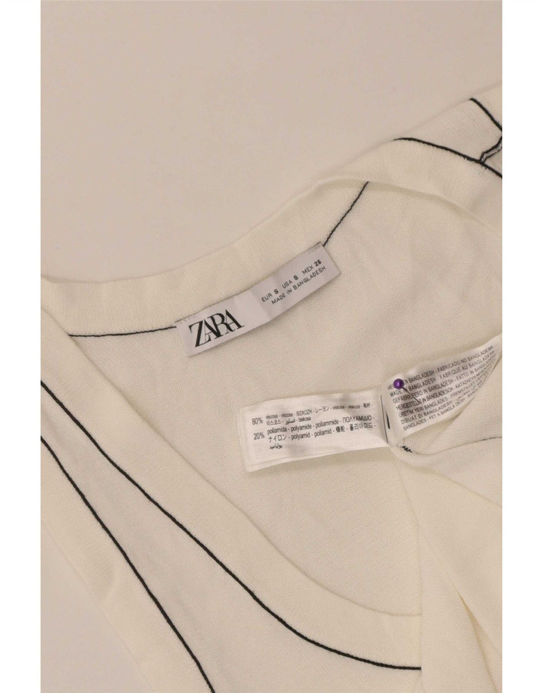 Canotta da donna Zara UK 8 piccola in viscosa bianco sporco
