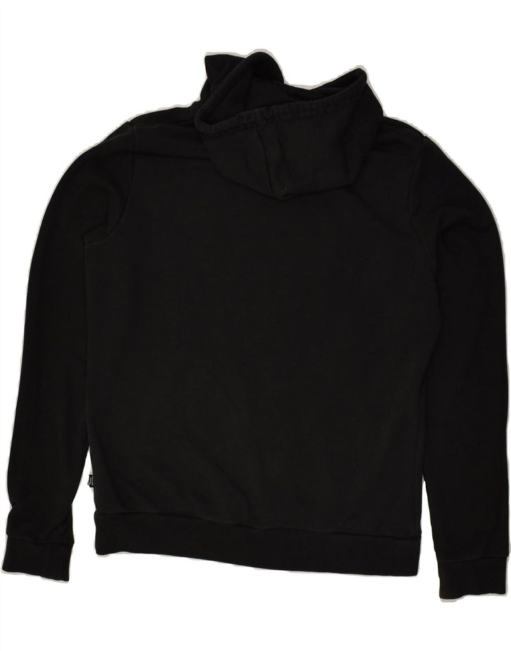 PUMA Womens Graphic Hoodie Jumper UK 14 Medium Black Polyester | Vintage Puma | Thrift | Second-Hand Puma | Used Clothing | Messina Hembry 