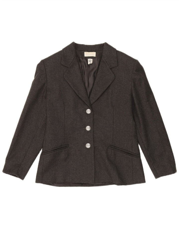 VINTAGE Womens 3 Button Blazer Jacket IT 44 Medium Grey Wool