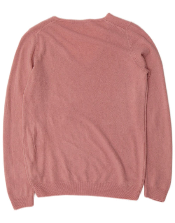Maglione da donna con scollo a V Marks & Spencer UK 10 piccolo acrilico rosa