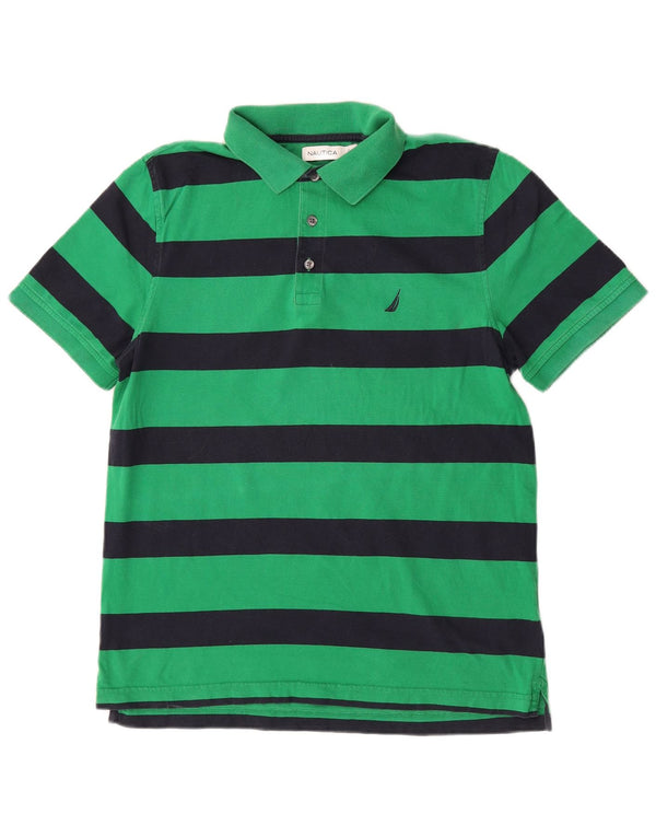Polo da uomo Nautica in cotone a righe verde medio
