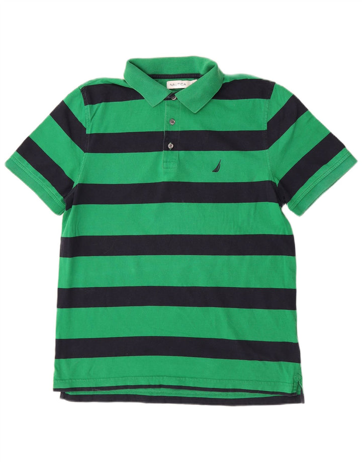 Polo da uomo Nautica in cotone a righe verde medio