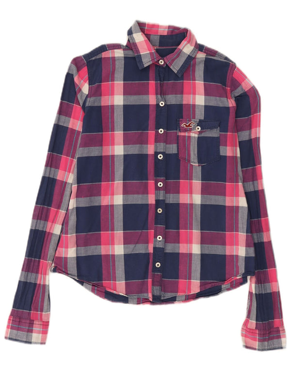 Camicia di flanella da donna Hollister UK 6 XS blu navy a quadri