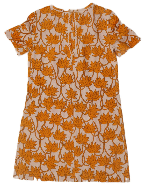 Abito a trapezio vintage da donna UK 12 medio bianco floreale