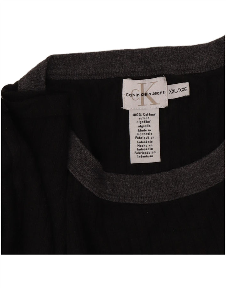Calvin Klein Jeans Top da uomo a maniche lunghe 2XL in cotone nero