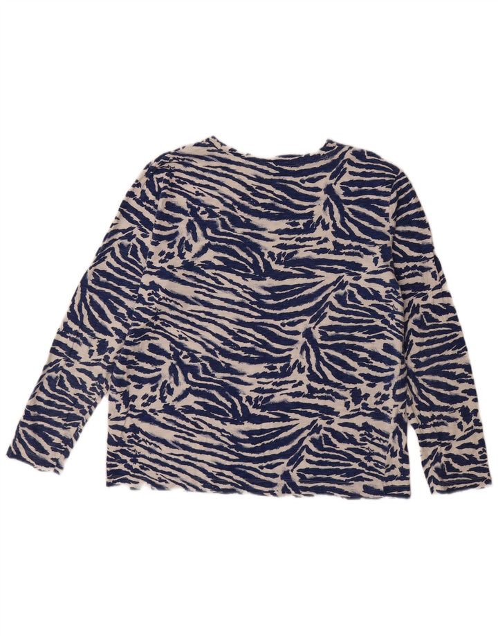Marks & Spencer Top da donna a maniche lunghe UK 12 medio blu navy stampa animalier