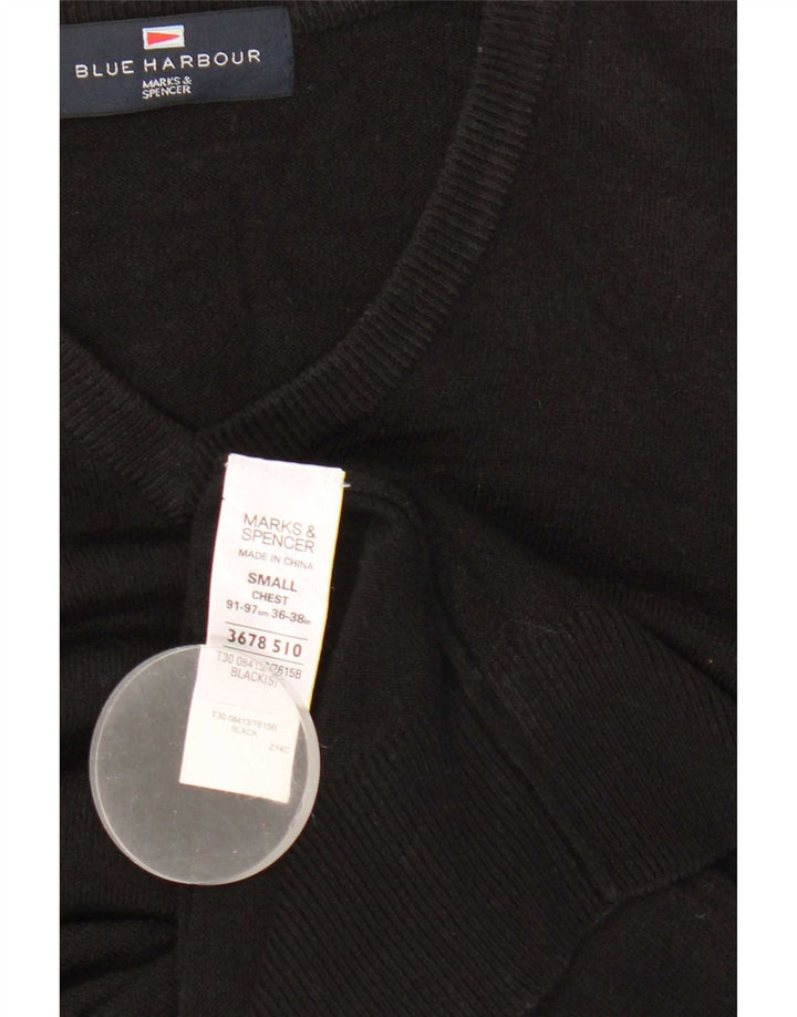 Maglione da uomo con scollo a V blu Harbour Marks & Spencer piccolo acrilico nero