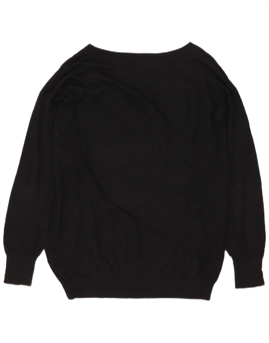 MARKS & SPENCER maglione da donna con scollo a V UK 14 grande cotone nero