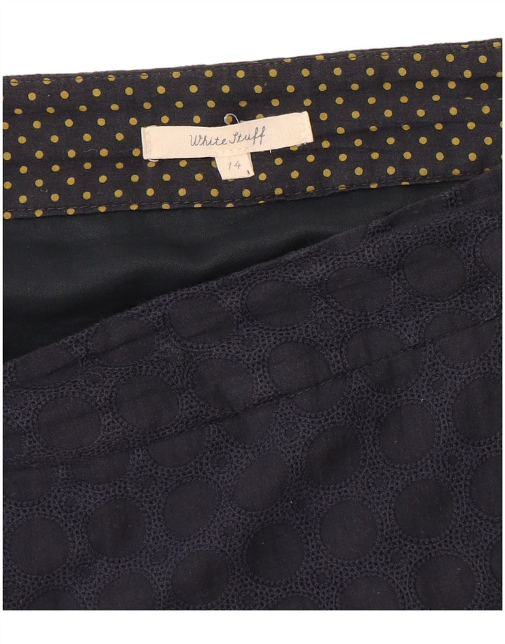 WHITE STUFF Womens Mini Skirt UK 14 Large W36  Navy Blue Geometric Cotton