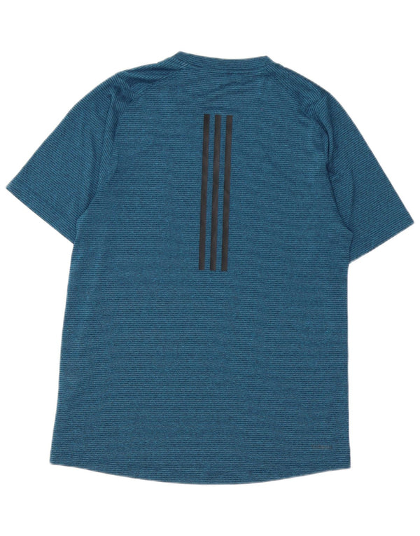 T-shirt Adidas Climalite da uomo Top piccola in poliestere a righe blu navy