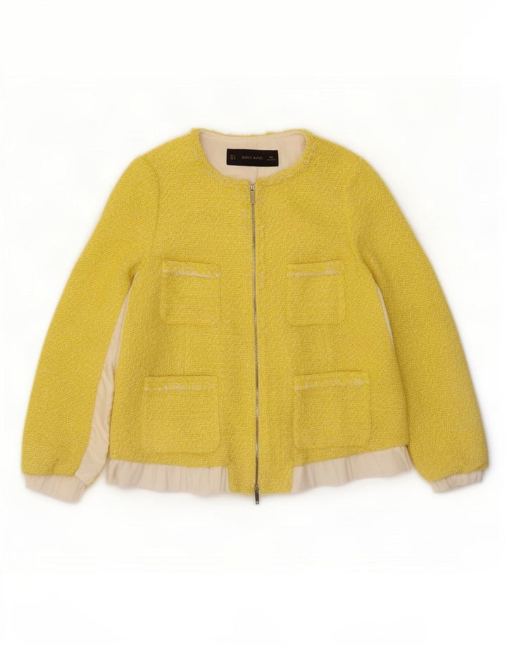 Giacca blazer con zip intera da donna Zara UK 14 color block giallo medio