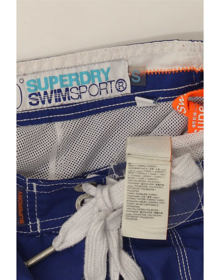 Superdry Mens Graphic Regular Swimming Shorts Small Blue Polyester