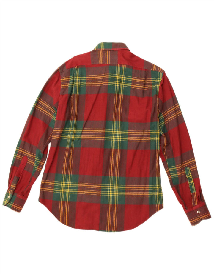 MOREAL Camicia da uomo in flanella taglia 40 cotone scozzese rosso medio
