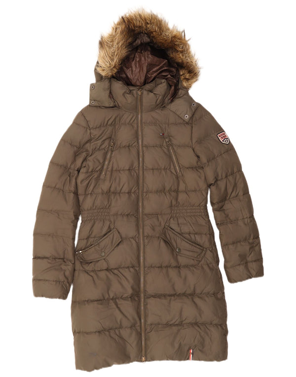Cappotto imbottito con cappuccio da donna Tommy Hilfiger UK 10 piccolo poliestere kaki