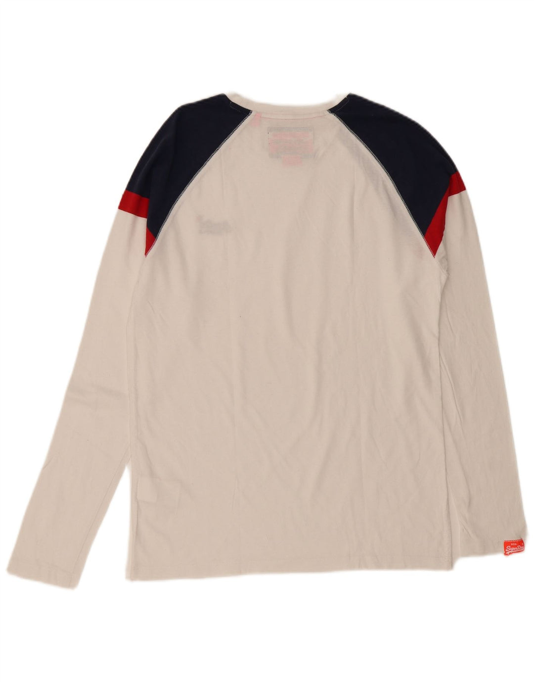 Top da uomo Superdry a maniche lunghe in cotone color block bianco grande
