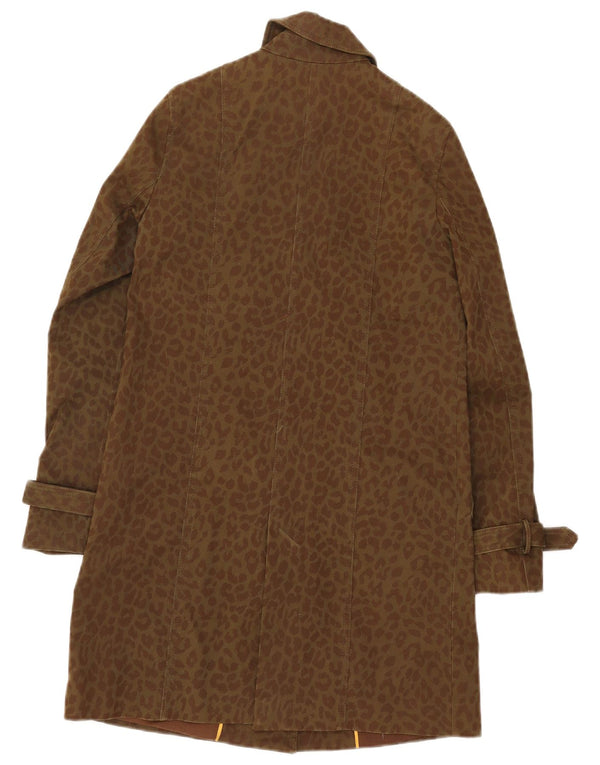 Trench da donna Zara UK 10 piccolo cotone con stampa animalier kaki