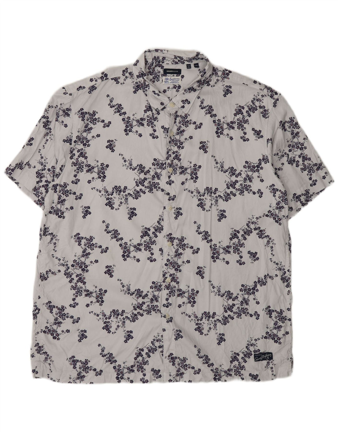 Camicia a maniche corte da uomo Superdry 2XL in modal floreale grigio