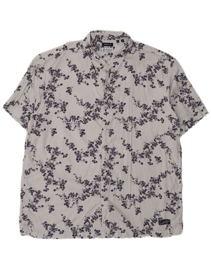 Camicia a maniche corte da uomo Superdry 2XL in modal floreale grigio